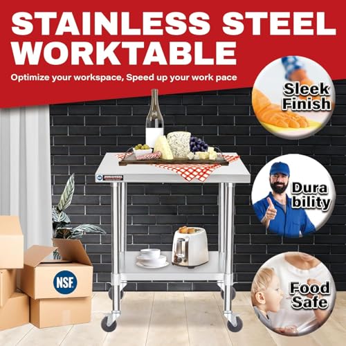 24x30 NSF Stainless Steel Cart Work Table (24" x 30" / Table Cart with Casters)