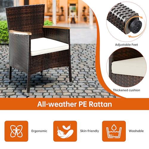 5 PCS Patio Dining Set (Brown / 5 Pieces)