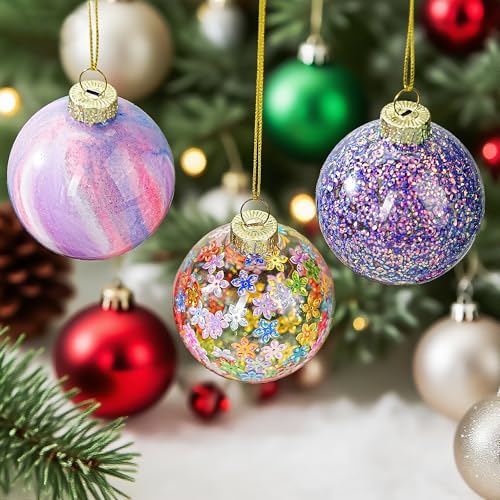 6pcs Glass Christmas Ball Ornament 2.4In Glittering Christmas Tree Ornament (Color-4)