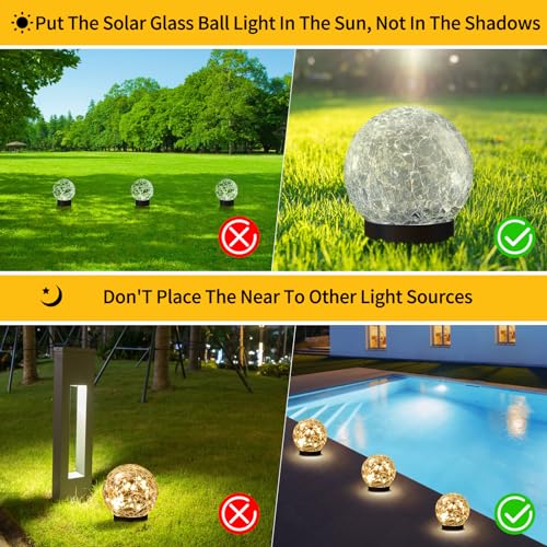 Solar Globe Lights Outdoor Waterproof (Warm White / 6 Globes)