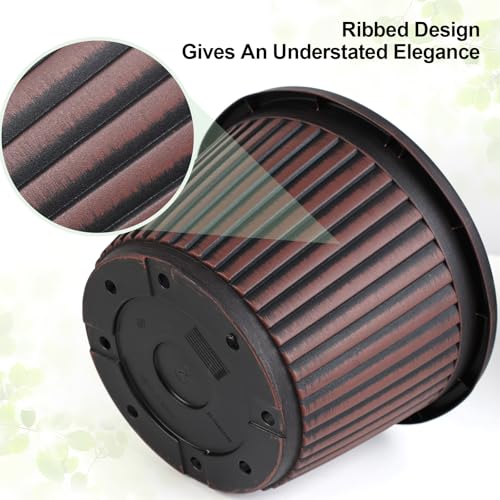 Planter-Pots-for-Plants-Indoor-Outdoor, 4 Pack 10 Inch Plastic Flower Pots with Saucer & Drainage Holes, Modern Garden Planters for Planting Medium Large Plants，Decorative Resin Garden Pots (4 Count)
