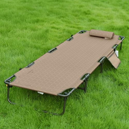 Portable Folding Camping Cot Lightweight (Khaki 76L x24.8W x 8.6H")