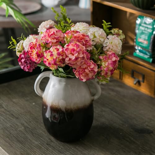 White Grad Ceramic Vase with Handles (White Grad)