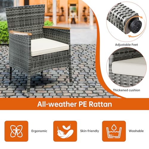 7 PCS Wicker Patio Dining Set (Grey / 7 Pieces)