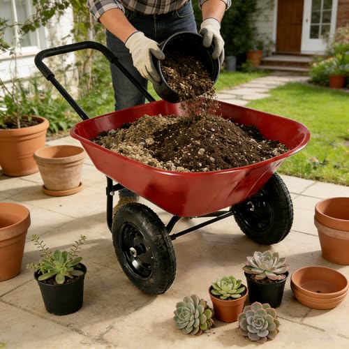 Dual Wheel Wheelbarrow (Red)