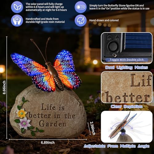 Solar LED Butterfly Garden Statue with Sparkling Light (Orange)