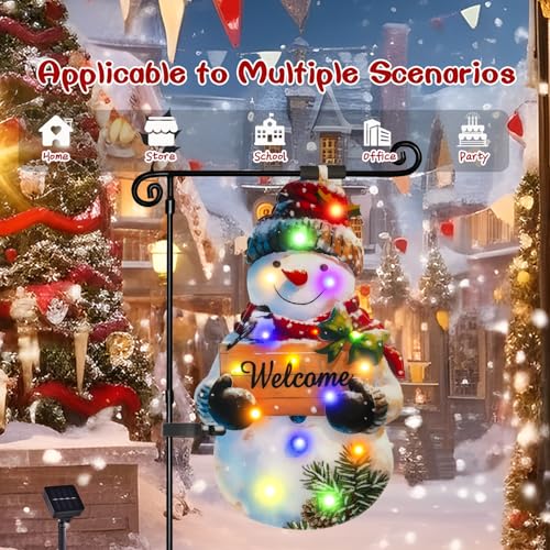 28x40 Solar Christmas Snowman Garden Flag (Big Snowman-Colorful-28x40 / 28×40inch)