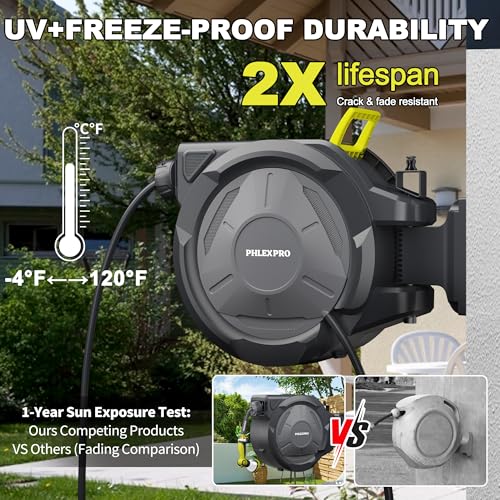 75 FT x 5 8" Retractable Garden Hose Reel with 3 (Green / 75FT-5/8")