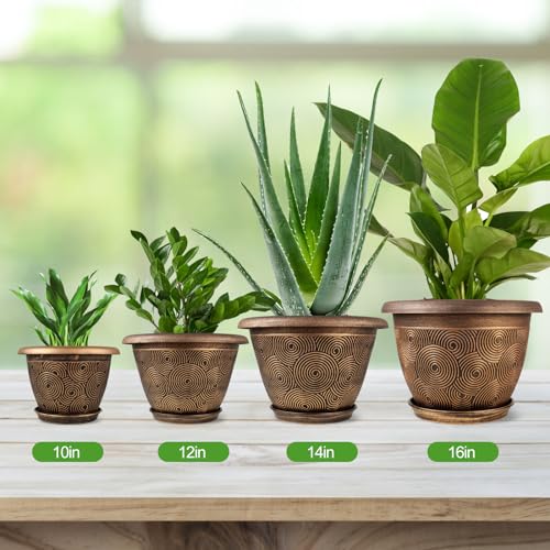 12 Inch Large Planter Pot for Plants Indoor Outdoor (4 Count)
