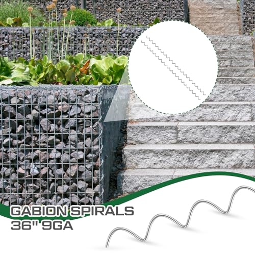 100 Pcs 36" x 2" Cages Spirals 9ga Galvanized Steel Gabion Wire for Cage Install and Connected Stone Gabion Basket Spirals for Garden Projects Quick and Easy Construction (36" x 2")