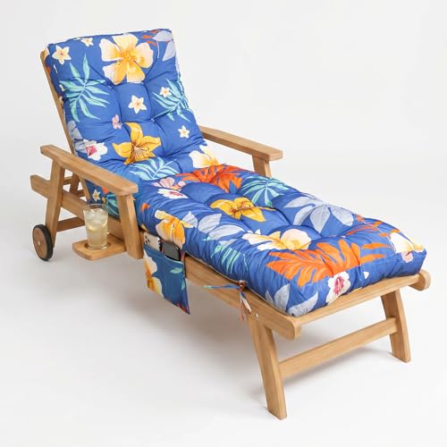 Outdoor Chaise Lounge Chair Cushion (Purple Tropical Flowers / 72x22.4x4.7)