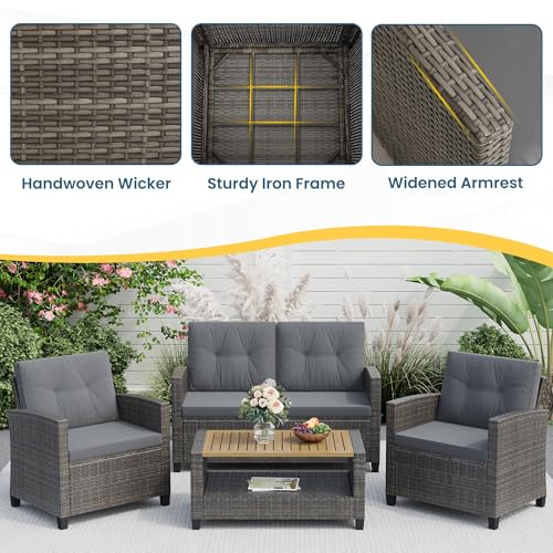 4 Piece Patio Furniture Set (Dark Gray / 4)