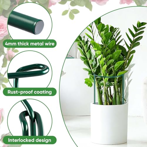 12 Pack 32 or 16 inch Adjustable Plant Support Stakes (Green - 12 Pack / 10" W x 31.8" H)