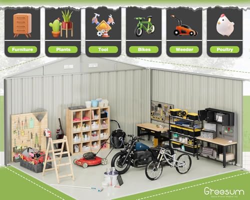 10x8FT Outdoor Storage Shed Utility Tool Shed Gray (10x8 / Gray)