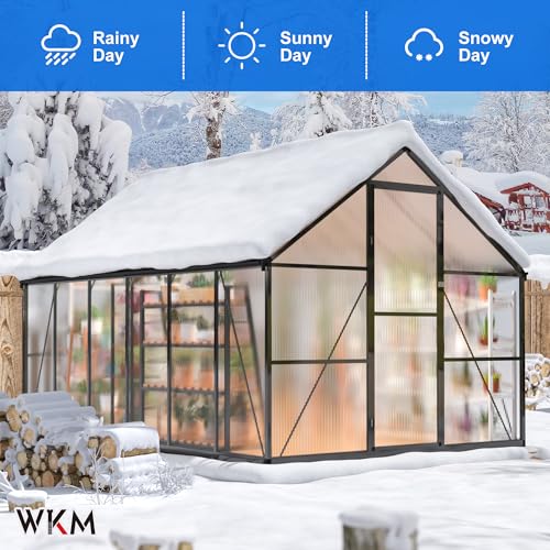 8x12 FT Walk in Polycarbonate Greenhouse for Outdoors (8x12 FT)