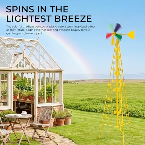 8FT Ornamental Windmill for Yard (6.2ft-yellow)