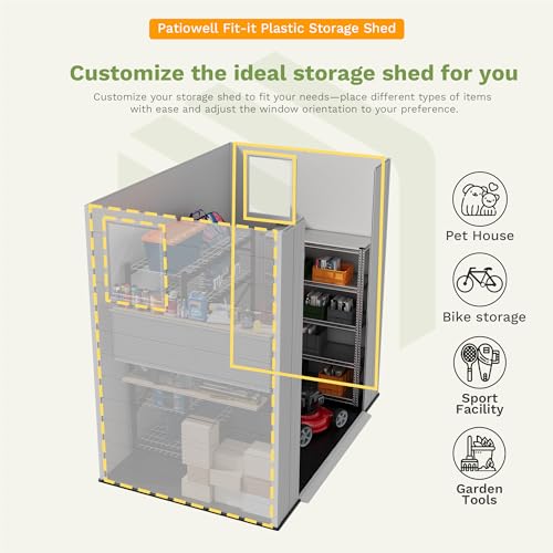 6X4 FT Resin Outdoor Storage Shed with Floor (Light Gray / 6x4)