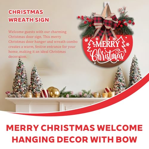 Merry Christmas Wreath Sign for Front Door (Christmas Door Sign-c)