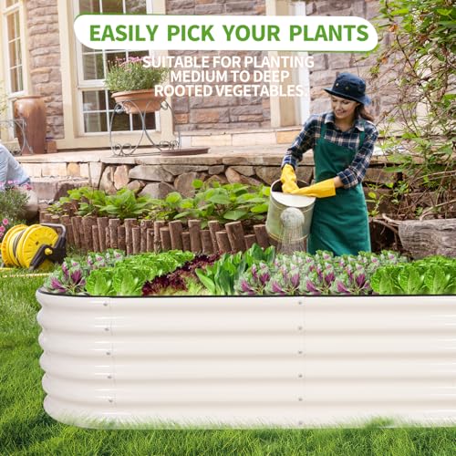 Galvanized Raised Garden Bed Outdoor (White / 6x2x1.4ft)