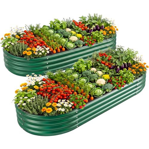 2 Pcs 6ft Metal Raised Garden Bed (6×3×1ft(2pcs） / 3-green)