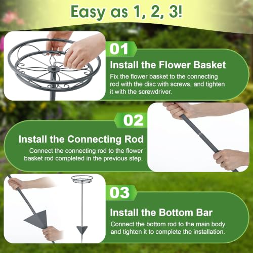 2 Pack Adjustable Outdoor Flower Pot Stand (Grey)