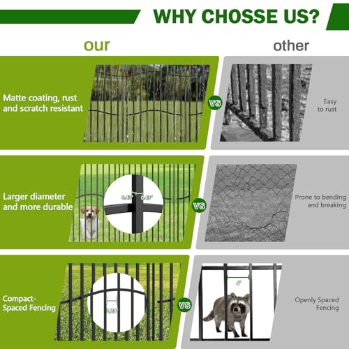 No Dig Garden Fence 48" H x 18'L with Gate Decorative Yard Dog Panels (48 in(H) X 18 ft(L))