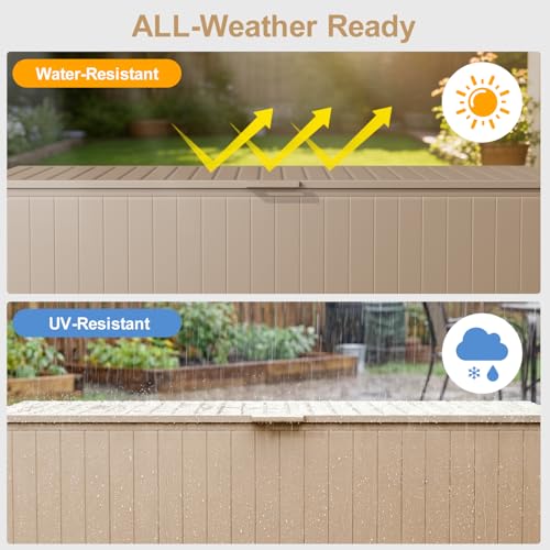 250 Gallon Metal Large Outdoor Deck Box with 4 Wheels (250 Gallon / Brown)
