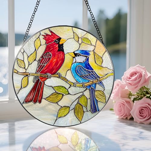 8″ Cardinal & Blue Jay Suncatcher (Cardinal&jay)