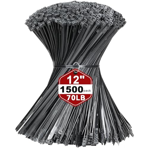 12 Inch Black Nylon Zip Ties (12" (70lb))