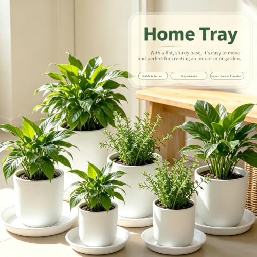 3 Pack Plant Saucer Heavy Duty Sturdy Drip Trays for Indoor and Outdoor (White / 10 inch)