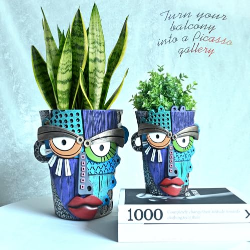 Abstract Face Planter Pots for Indoor Plants & Flowers Deco Gift (Eclectic / Small)