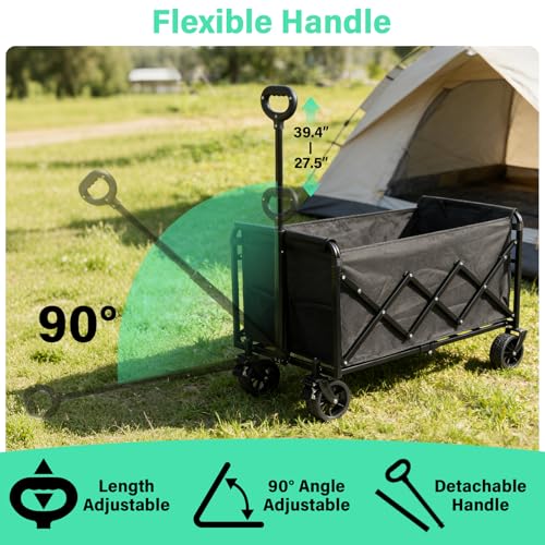 Upgraded Heavy Duty Foldable Wagon (Black_550lbs)