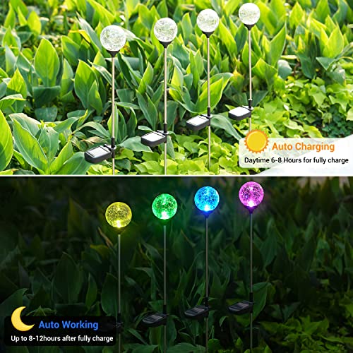 Solar Globe Lights Outdoor 4 Pack LED Garden Stake Lights Waterproof (4 Pack)