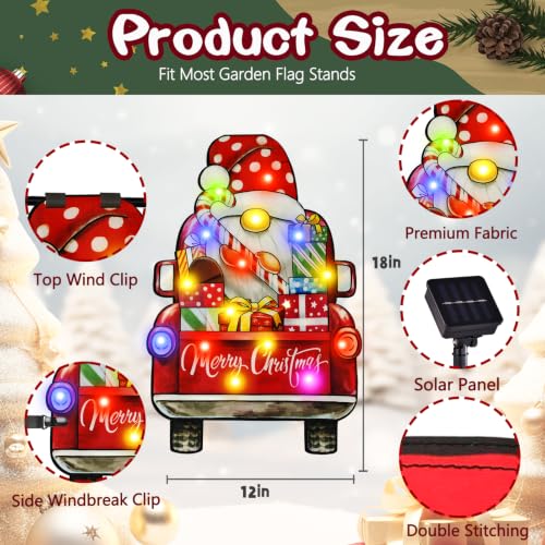 12x18 Lighted Christmas Dwarf Garden Flag (Dwarf-Colorful-12x18 / 12×18inch)