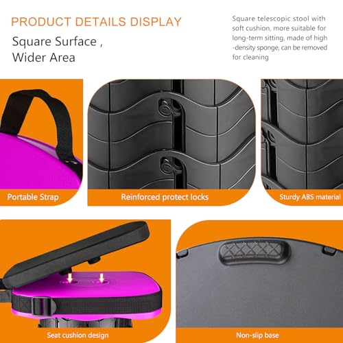 Foldable Camping Stool with Cushion (Purple With Cushion)