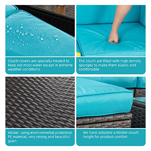 7 Pieces Patio Furniture Sets Outdoor All (Blue / 7 pcs)