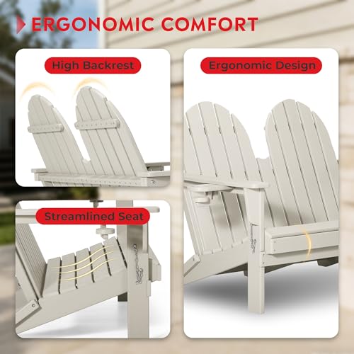 Outdoor Patio HDPE Adirondack Garden Skinny Bench (Sand / 49.5IN)