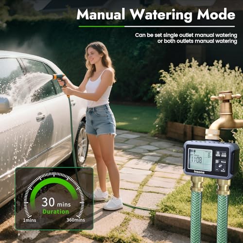 Water Timer with Brass Inlet (Black / 2 Outlets)