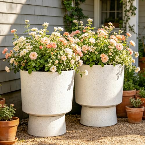 Autodaya 16.75" Urn (16.8"h-white Terrazzo)