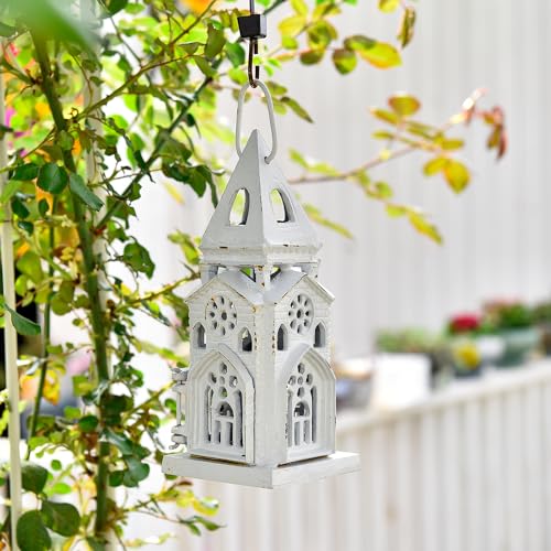 Cast Iron Church Lantern Candle Holder (Rustic White - Church)