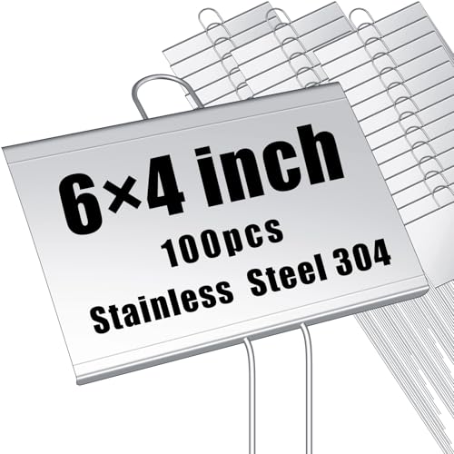 100 Pcs Large Plant Marker (4'' X 6'' with 11'' Stake / Silver)