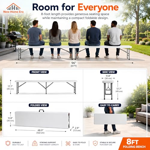Plastic Folding Bench (8 feet / White)