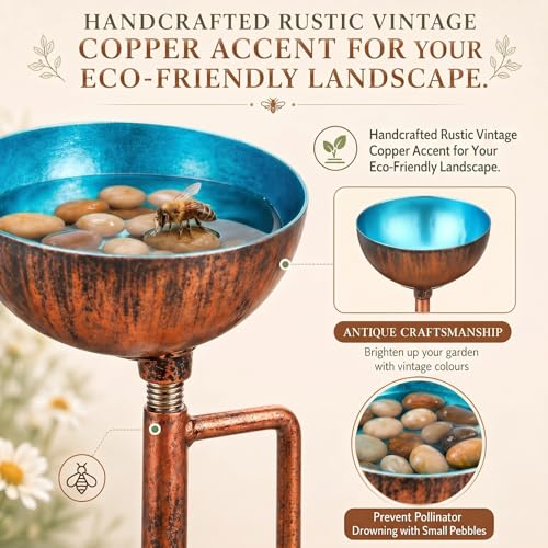12 Pcs Bee Watering Station for Garden Bee Metal Watering Cups (Blue)