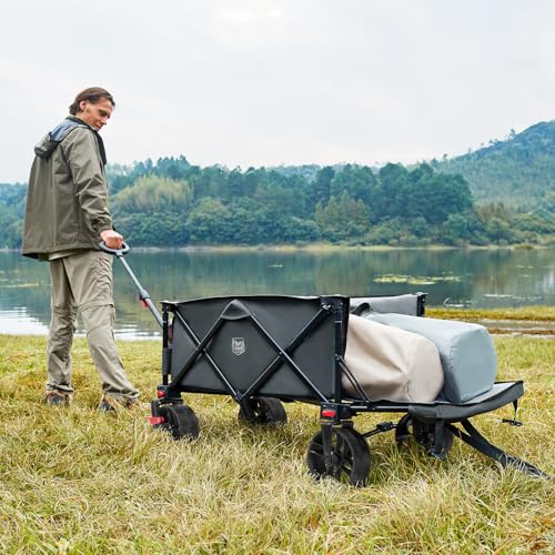 47" L Collapsible Folding Wagon with Tailgate & Brake (Gray / 250L)