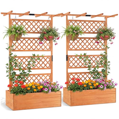 Raised Garden Bed with Trellis 2 Pack (Orange / 60"Lx22"Wx72"H)