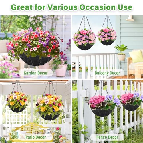 8 Pack 16 Inch Round Fabric Planter Basket Liner (16inch)