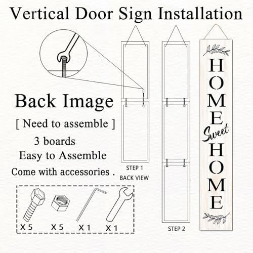 Farmhouse Wooden Welcome Sign Stand for Front Door (White Board / 7.8" x 47.2" / Basic Design-Single Side)