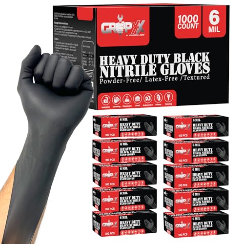 Heavy Duty 6 Mil Black Nitrile Gloves (X-Small)