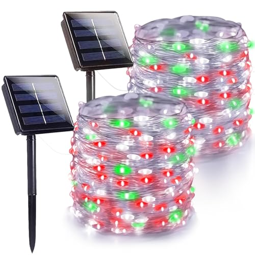 Outdoor Solar String Lights (Red White Green / 2 Pack-400LED)