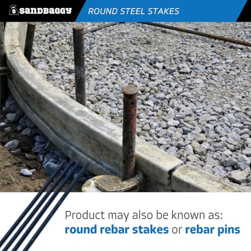 48 Inch Round Steel Concrete Form Stakes with Nail Holes (10 Count)